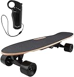 Profun Skateboard Electrique Planche à roulettes Longboard avec Télécommande et Système de Démarrage de Poussée Vitesse 10-20km/h pour Enfants/Adolescents/Adultes