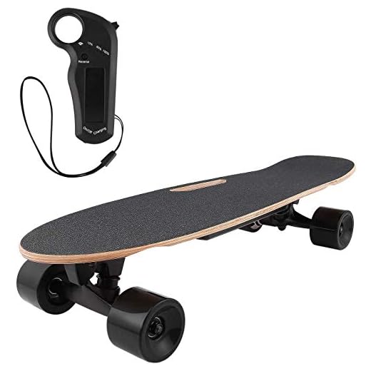 Profun Skateboard Electrique Planche à roulettes Longboard avec Télécommande et Système de Démarrage de Poussée Vitesse 10-20km/h pour Enfants/Adolescents/Adultes