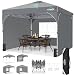 TOOLUCK Pavillon 3x3 Wasserdicht Stabil Winterfest Faltpavillon Gartenpavillon Partyzelt Pop Up Pavillon Klappbar UV Schutz 50+ Höhenverstellbar mit Entlüftung & 3 Stoffstücken&4 Sandsäcke， Grau