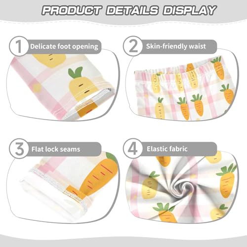 Carrot Checkered Print Girls Leggings Ultra Soft Compression Yoga Gym Pants for Kids 4-10T3