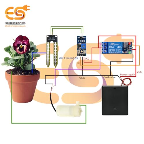 Image of Electronic Spices Combo of Soil Moisture Sensor | Water Pump for Automatic Watering System | DIY Kit Compatible with Arduino