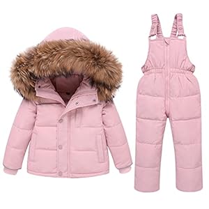 Tweedelig meisjes kleding winter cartoon kinderen donsjack met capuchon hooded warme skicakpak