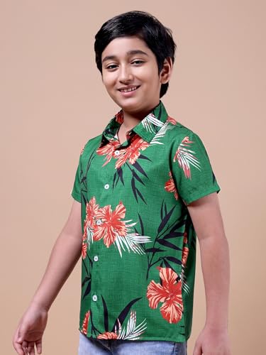Image of Boys Printed Casual Shirt Short Sleeve Button Down Beach Shirt for Kids