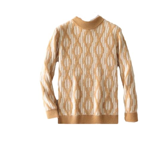 Men's Stand-Up Collar Thickened Knitted Sweater Merino Wool Pullover Casual Contrast Color Top