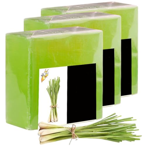 3pcs jabón de citronela 100g jabón de citronela natural para humanos lavado de barra de limón orgánico para el cuerpo y los elementos esenciales de la piel facial deben tener para actividades de casa