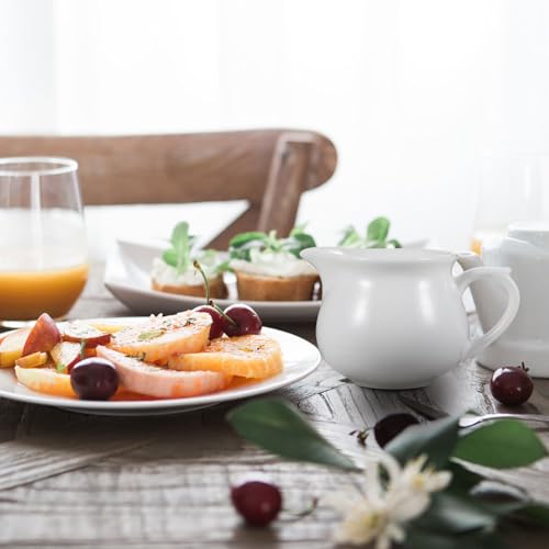 Cabilock 3pcs Milk Frothing Pitcher Jug, Ceramic Gravy Boat, Coffee Cream Separator for Salad Dressings Milk Creamer Broth Black Pepper White - Image 8