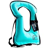 Rrtizan Snorkel Vest, Adults Portable Inflatable Swim Vest Jackets for Snorkeling Swimming Diving Safety(Blue)