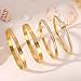 Camhanno Stainless Steel Bangle Bracelet Set for Women - Silver/Gold Love Bangle Jewelry with Sparkling Crystal Inlay for Love Gifts (Gold-2)