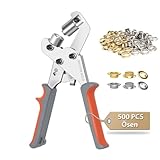 Ösenzange Set mit 500 Rostfreie Ösen (Ø 10mm) , Magnetische Ösenpresse mit Hebeltechnik, Ösenstanze für Stoffe, Planen, Sonnensegeln, Leder, Karton, PVC-Banner, ideal für Schneider Heimwerker Bastler
