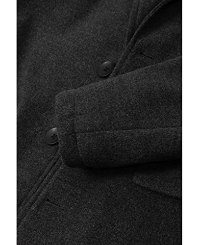 Image of Lisskolo Men's Wool Blend Trench Coat Casual Single Breasted Warm Pea Coat | Notch Collar Classic Overcoat, Wind Resistant, Layering for Work, Business Formal Casual Party Dating Holiday Fall Winter