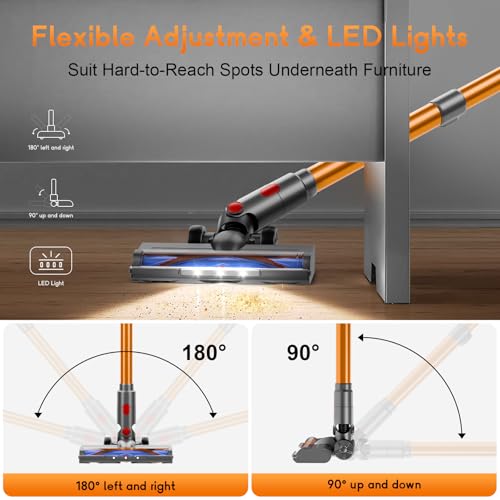 Image of BSNAW Cordless Stick Vacuum Cleaner - Rechargeable, 35Kpa Powerful Vacuums with Detachable Battery, LED Display, 45Mins Runtime, 8 in 1 Handheld Vacuum for Hardfloor & Carpets Pet Hair, Blue-Y