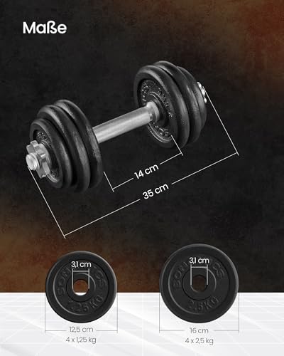 SONGMICS Hanteln, Hantelset aus Gusseisen, verstellbar, für Männer und Frauen, Workout, Fitnesstraining, Gewichtheben für Zuhause, Fitnessstudio – Bild 4