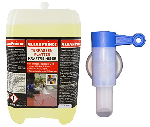 5 Litros cleanprince Losas Del Patio Potente Limpiador para Exterior Piedras Eflorescencia Resto de Cemento Placas Limpiar Específicamente Sendas Clinker Azulejos Arte y la Natural Terraza Ideal