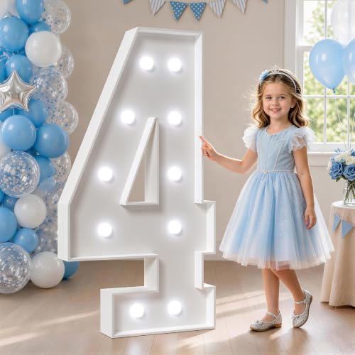 Image of Marquee Numbers, 4FT Marquee Light Up Numbers 4 With Cool Light