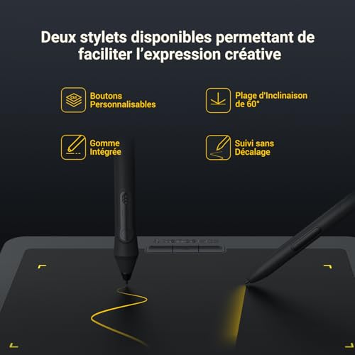 Tablette dessin graphique sans fil 16:9 Xencelabs pour ordinateur Windows et Mac - 3