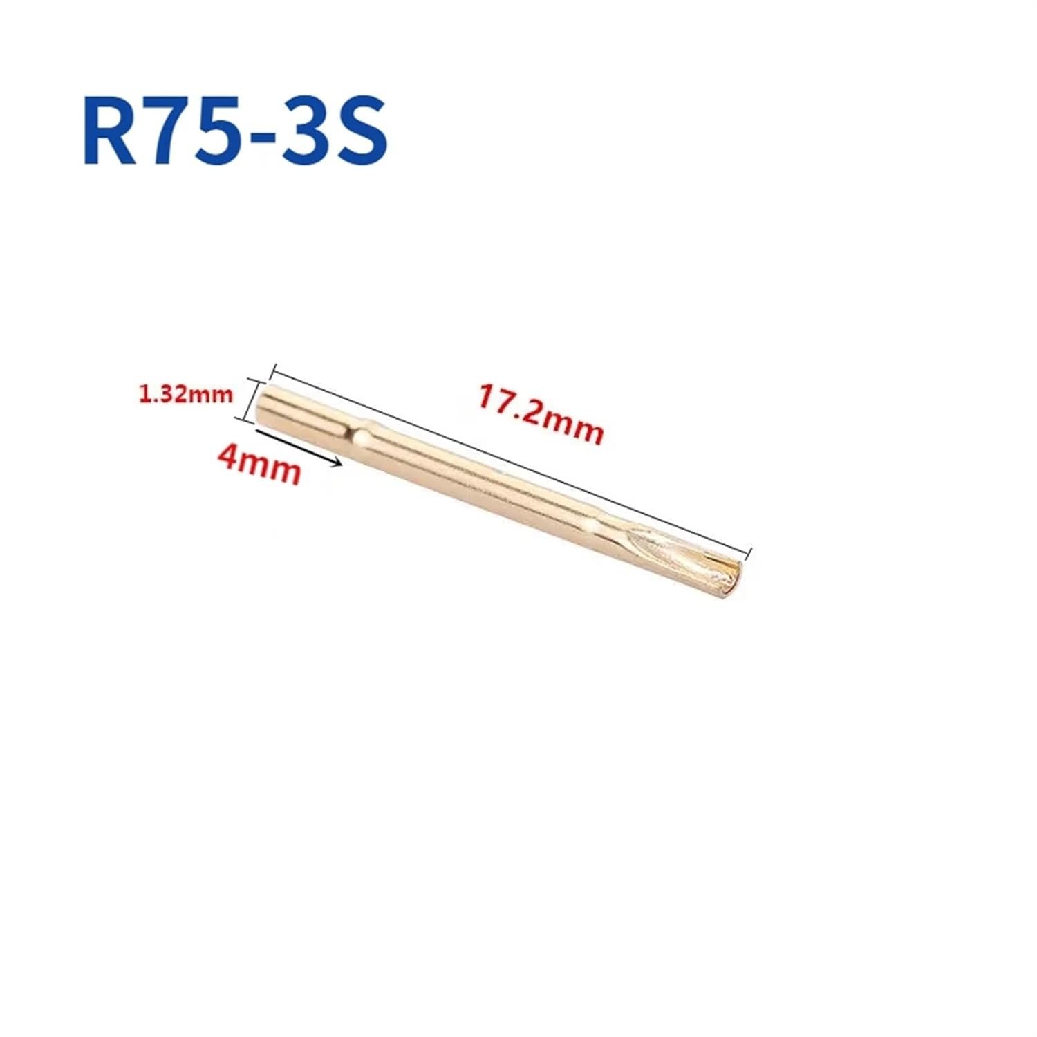 100PCS/bag Spring Test Probe Pins R75-3S Needle Tube Dia 1.32mm Length 17.2mm Thimble
