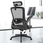 YONISEE Office Chair Ergonomic Office Chair with Lumbar Support, Adjustable Armrests and Headrests, Mesh Chair High Back Comfortable for Home Office (Dark Gray)