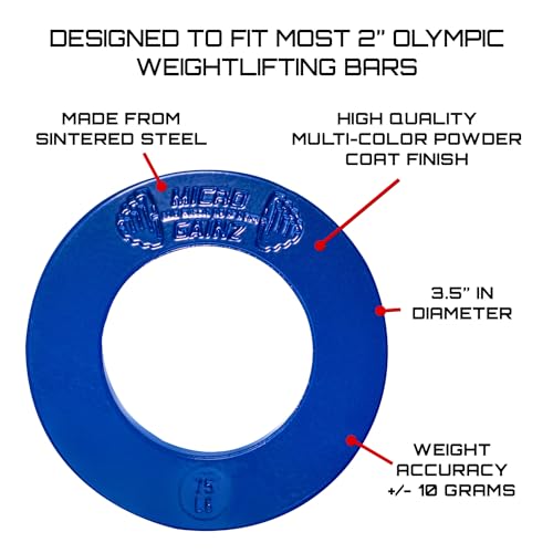 Image of Micro Gainz Calibrated Fractional Weight Plate Set of 2 Plates, Choose Set (.25LB-1.25LB), Designed for Olympic Barbells for Strength Training & Micro Loading Bar Weights, Made in USA