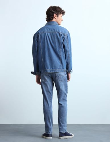Image of Flying Machine Men's Relaxed Tapered Fit Jeans| Solid | Mid Rise | Stretchable | Jeans for Man