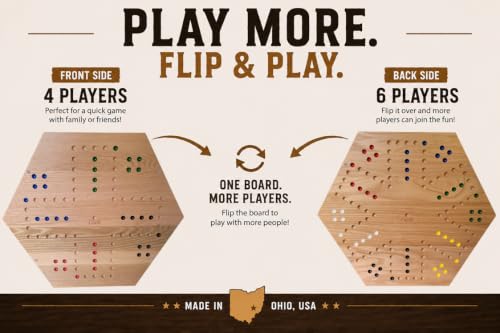 20 Inch Solid Oak Double-Sided Marble/Wahoo Board Game miniatura 4