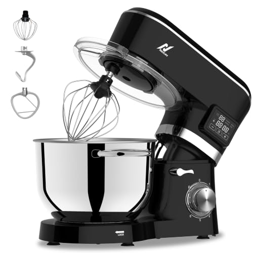 Image of NexLev Stand Mixer | 2000W Copper Motor Dough Maker Machine with Digital Timer, 6L Stainless Steel Bowl, 6 Speed + Pulse Control, Metal Gears, Planetary Rotation, Teflon Coated, ST-02