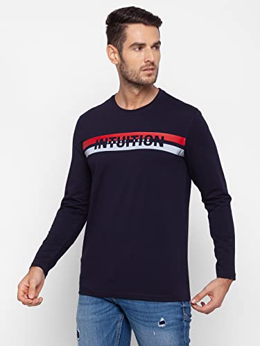 Image of Spykar Henley Neck Full Sleeve Orange Solid T-Shirt for Men