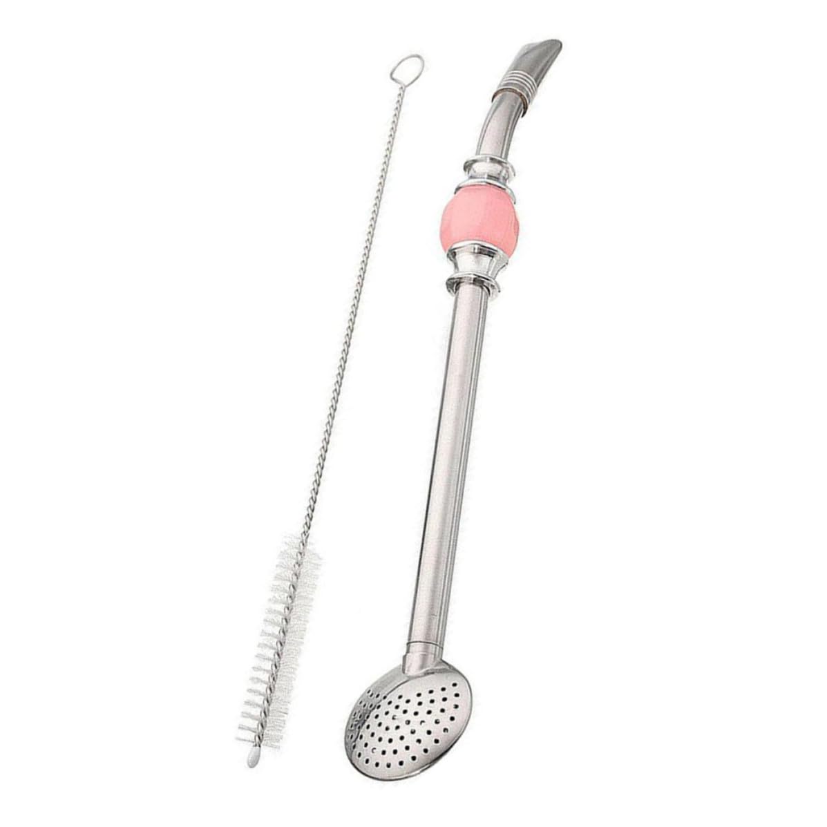 Bombilla para yerba mate con filtro integrado, set de 2 piezas de acero y cepillo limpia bombillas