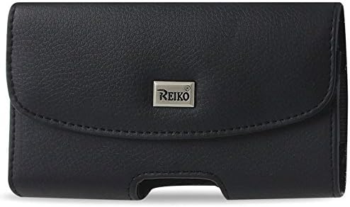 Reiko Large Size for Samsung Galaxy S6 / S8 / S9 (Fits With Silicone Case / Hybrid Case) Black Leather Wallet Pouch and Zoomazig Stylus