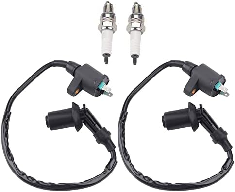 Physeed GY6 Ignition Coil for Chinese 50cc 125cc 150cc Mopeds Scooters ATVs Go Karts Quad Pit Bikes with CR7HSA A7TC Spark Plug,Pack of 2 Black High Performance Scooter Coil