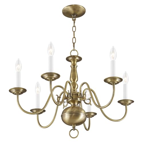 Image of Livex Lighting 5006-01 Williamsburgh 6-Light Chandelier, Antique Brass