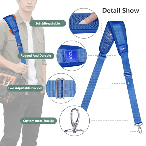 Image of 67 Inch Shoulder Straps, Soft with Ultra-Thick Fixed Shoulder Pad, Two Way Independently Adjustable Buckle Replacement Straps for Laptop Bag Messenger Bag Tool Bag Luggage,Blue