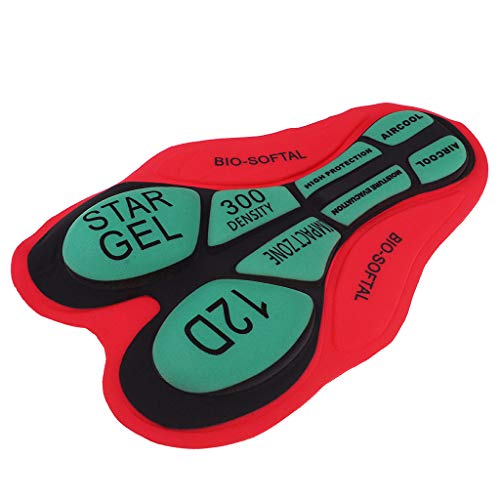 B Blesiya Almohadilla de Gel Transpirable 3D Para Pantalones Cortos de Ciclismo Llevar Almohada - 12D rojo verde, tal como se describe