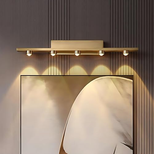 Image of NAVAM Creation 5W Modern LED Wall Picture Light, Warm White Golden Finish Decorative Wall Lamp for Mirror, Painting, Bedroom, Living Room & Hallway
