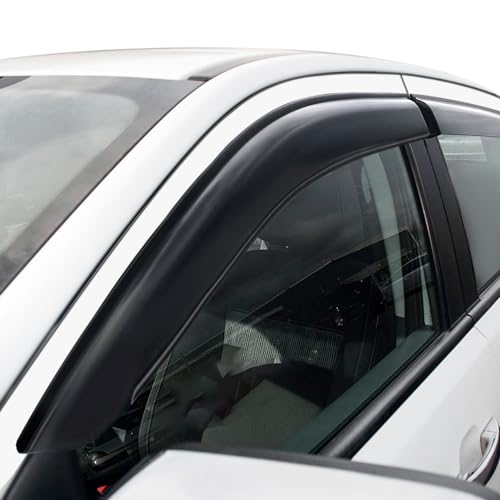 JHCHAN Windabweiser für Toyota Hilux 2016-2026 Doppelkabine | Stick-on Regenabweiser Fensterdeflektor | Autofenster Sonnen-&Regenschutz | Aerodynamisch & Geräuschreduzierung | Dark Smoke Acryl 4 Set