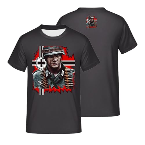 Rrongwn Camiseta de gran tamaño para hombre de Alemania de la Segunda Guerra Mundial, camiseta holgada de manga corta, ligera, corte ajustado, camiseta muscular, 02 negro., L