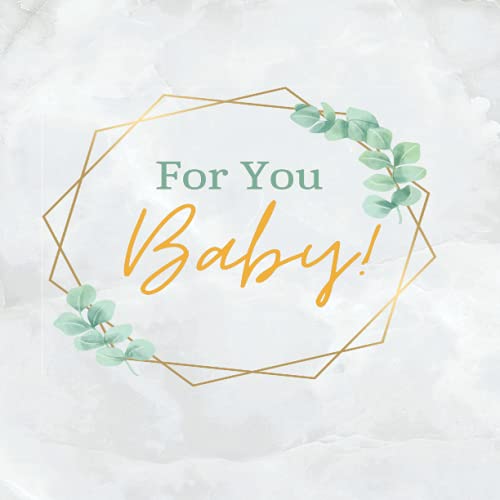For You Baby!: Baby shower guest book,white Marble guest book Gender Neutral, sign in book for guests (gold and green frame)