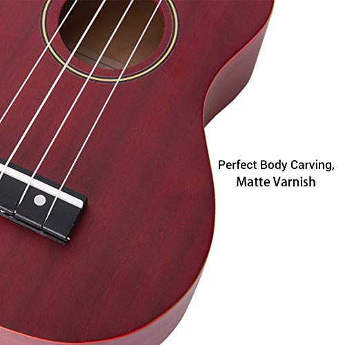 Jmfinger Soprano Ukulele Beginner 21 Inch, Sapele Plywood Kids Ukelele Kit With Gig Bag, Strap, Digital Tuner, Wine Red #TOP4