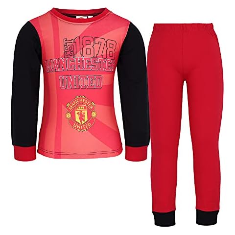 Merchimpo Official Football Club Kids Pyjamas, Manchester United FC, Boys and Girls Long Sleeve PJs, Sizes 2-12 Years (2-3 Years) Red Cover