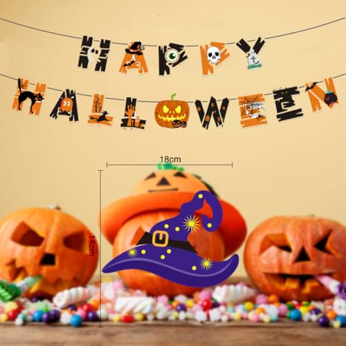 Image of FancyDressWale Happy Halloween Decorations Set,party props, Pumpkin Banners, Character Cutouts, 34 Pieces (Style-4)