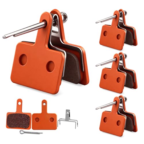 SkyStage 4 PCS Bike Brake Pads, Disc Brake Pads (Resin,Semi-Metallic) for Mountain Bike Disc Brakes, Bicycle Brake Pads Compatible with TRP Tektro Shimano Deore Br Ebike Brake Pads (4 PCS-Orange)