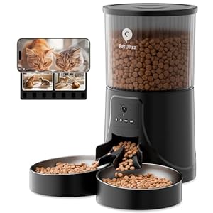 Automatic Cat Feeders for 2 Cats: Dual Cat Feeders with 2.4G WiFi App Remote Control and HD Camera| 2-Way Audio Time Auto Pet Feeder for Multiple Cats- Detachable Clean- with Desiccant Bag