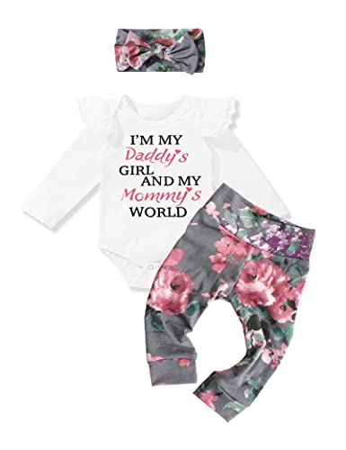 Image of KANGKANG Newborn Baby Girl Clothes Im New Here Infant Newborn Outfit Cute Toddler Baby Girl Outfits 4PC Set