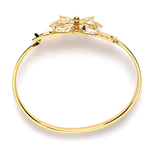 Gold-Plated Bangle Style Bracelet with American Diamond (Design 6)