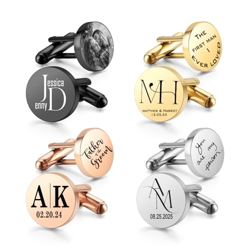 Mancuernillas personalizadas de acero inoxidable grabadas miniatura 1