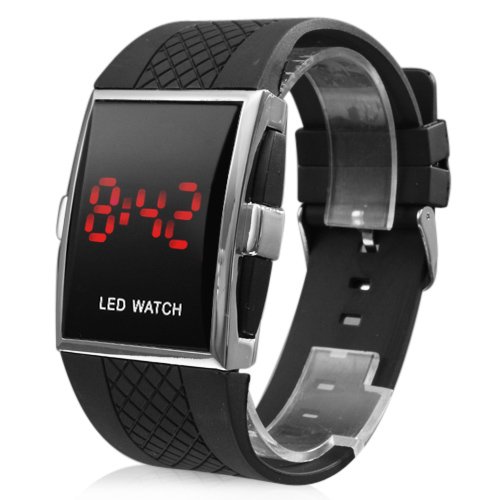 Amazon.co.jp: LED Watch ユニセックス レッドLED数字表記 腕時計
