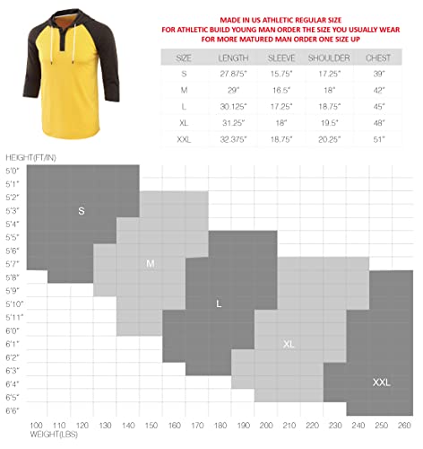 Vetemin Mens Casual Vintage 3/4 Sleeve Tagless Outdoor Running Baseball Active Henley Hoodie T Shirts Heather Charcoal/Black M #TOP2