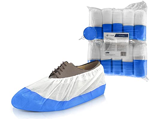 50 Surchaussures jetables ultra résistantes OneProtek - Avec semelle épaisse, imperméable et antidérapante - Couvre chaussure indéchirable Cover