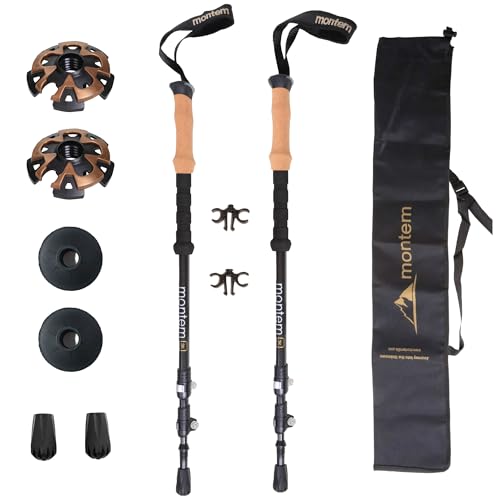 Montem - Bastones ultraligeros de Fibra de Carbono para Senderismo, Senderismo y Senderismo (3 K, 2 Polos)