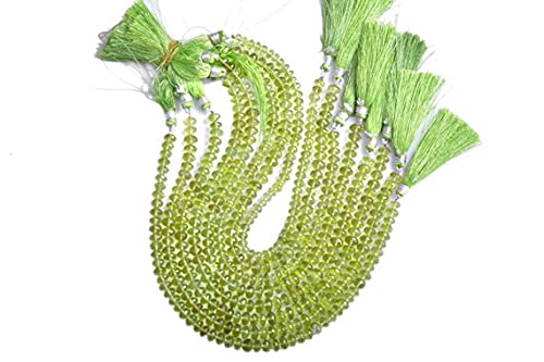 Perles facettées en péridot de 6 à 8 mm pour création de bijoux de créateur