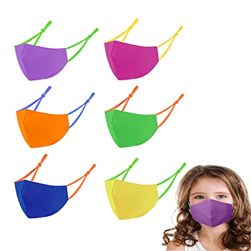 Qupuce 6 PCS Coton Réutilisables Enfants 3 Couches Lavables Réglables Visage avec Métal Clips Unisexe pour Intérieur et Extérieur Cover